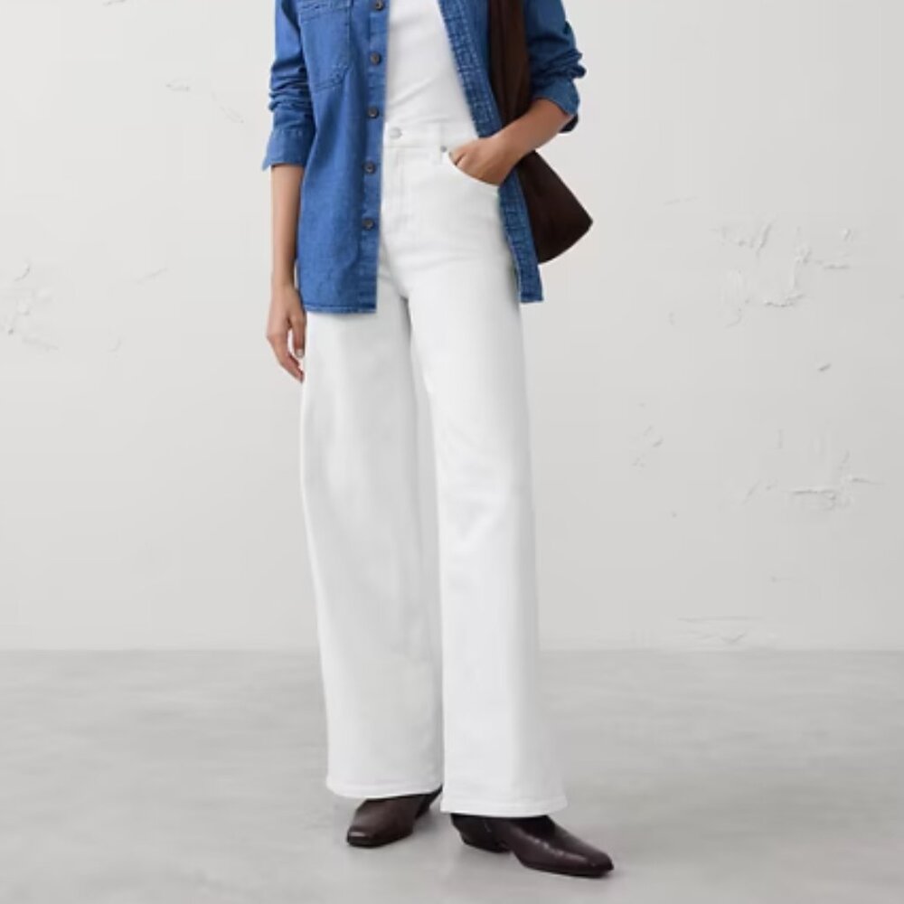 Banana Republic White High Rise Wide Leg Jean (Size 26/2, Never Worn)